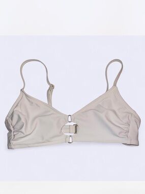 Women's white Target  Bikini top with Front Ring Detail gold embellishments